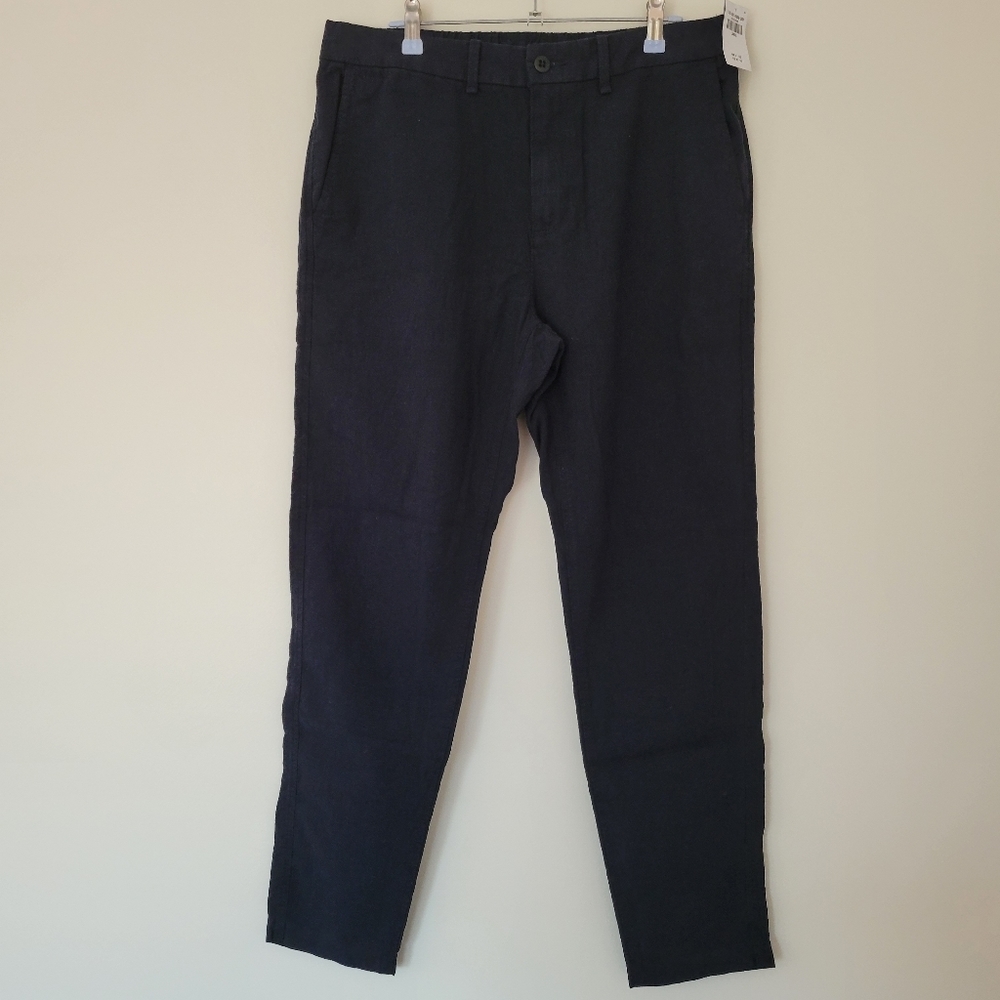 Abercrombie & Fitch Minimalist Linen Cotton Blend Summer Navy Pants‎ L